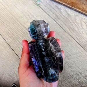 Cutie rainbow florite flying dragon with purple florite sphere